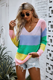 Pastel Rainbow Drop Shoulder Sweater