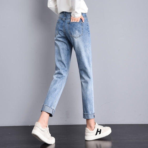 High Waist Jeans Woman Solid