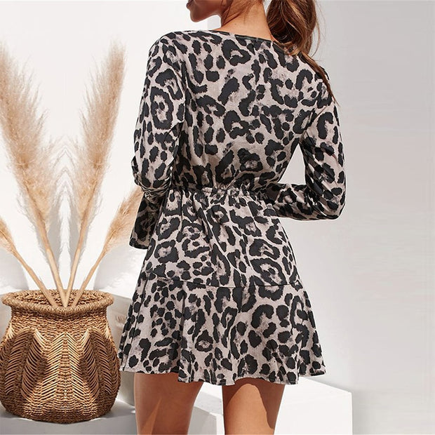 Chiffon Dress Women Leopard Print Boho - Her Favorite Place 4 Sure