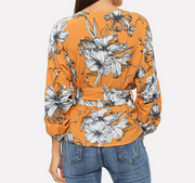 2020 Summer Digital Printed Belt Lantern Sleeve Blouse Shirt - Her Favorite Place 4 Sure
