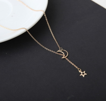 Simple Moon Star Necklace Clavicle Chain Short Necklace - Her Favorite Place 4 Sure